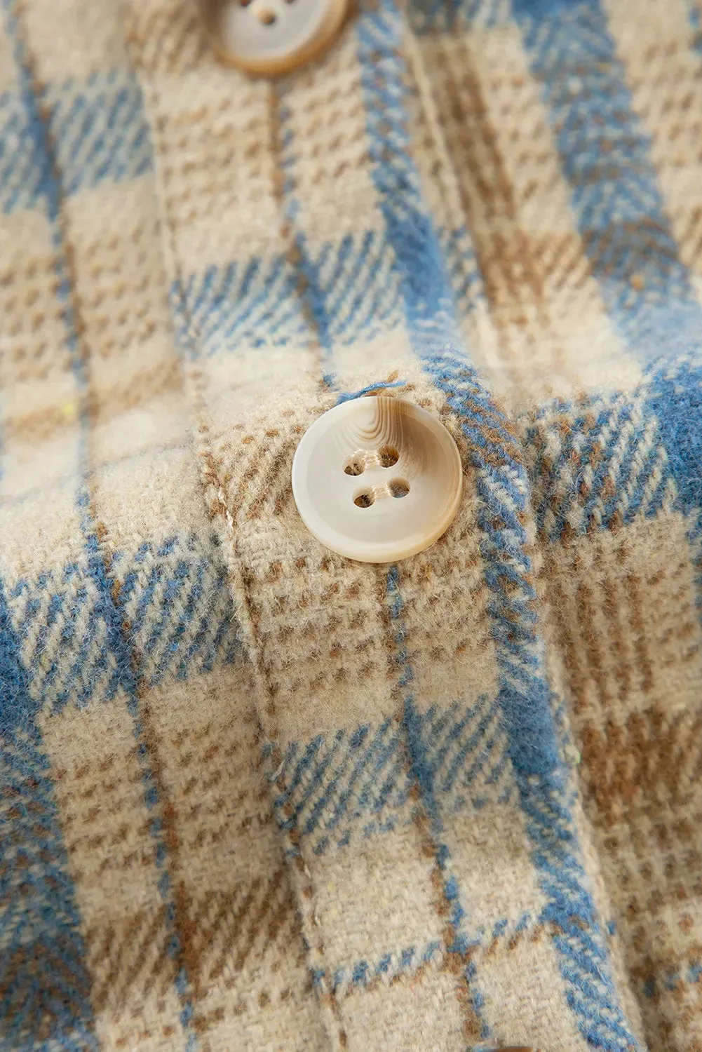 Lumi Drawstring Plaid Button Up Hooded Shacket