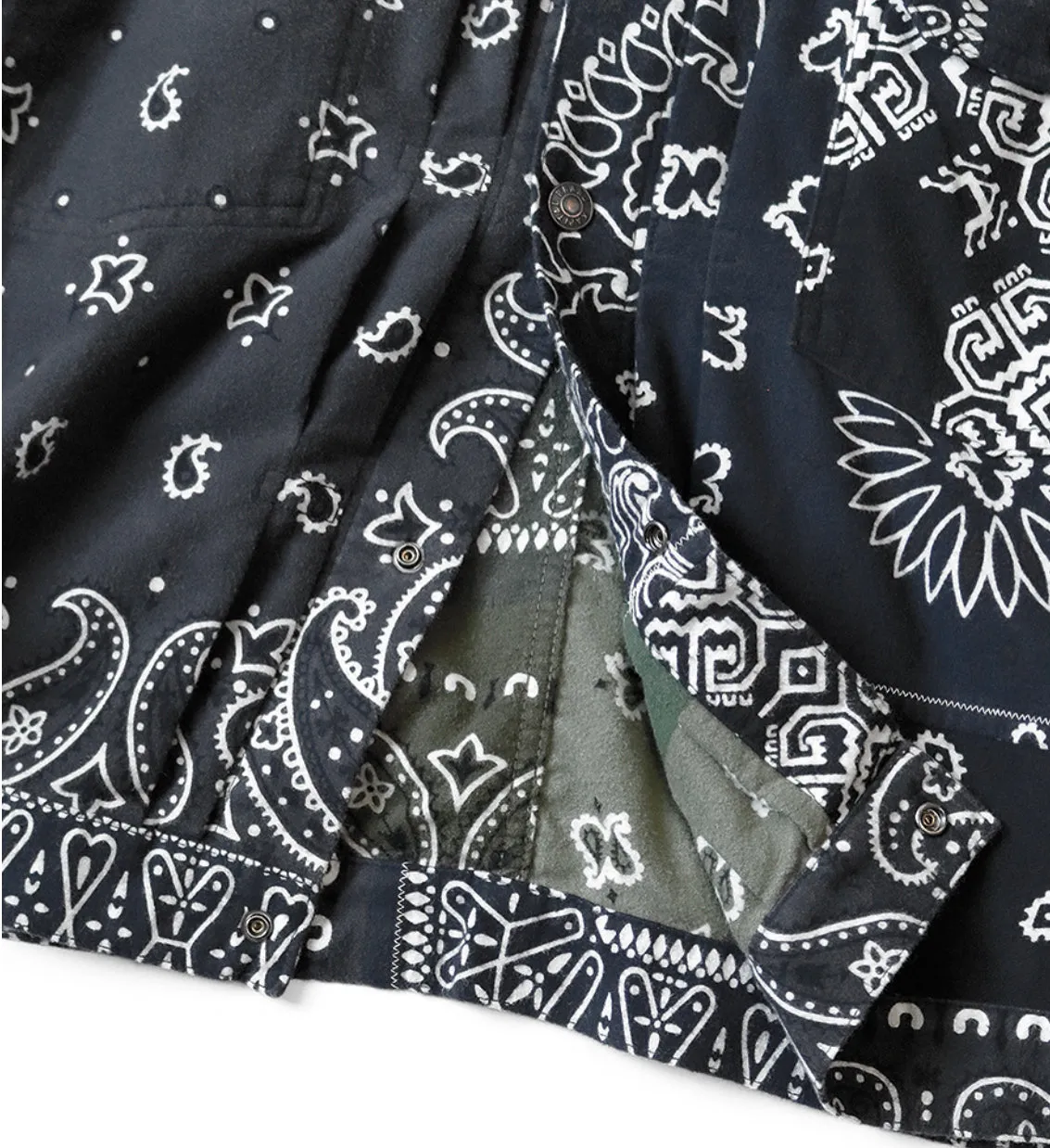 [L~XL] DS! Kapital Kountry Reversible Flannel Bandana Pt 1st Jacket Black Khaki