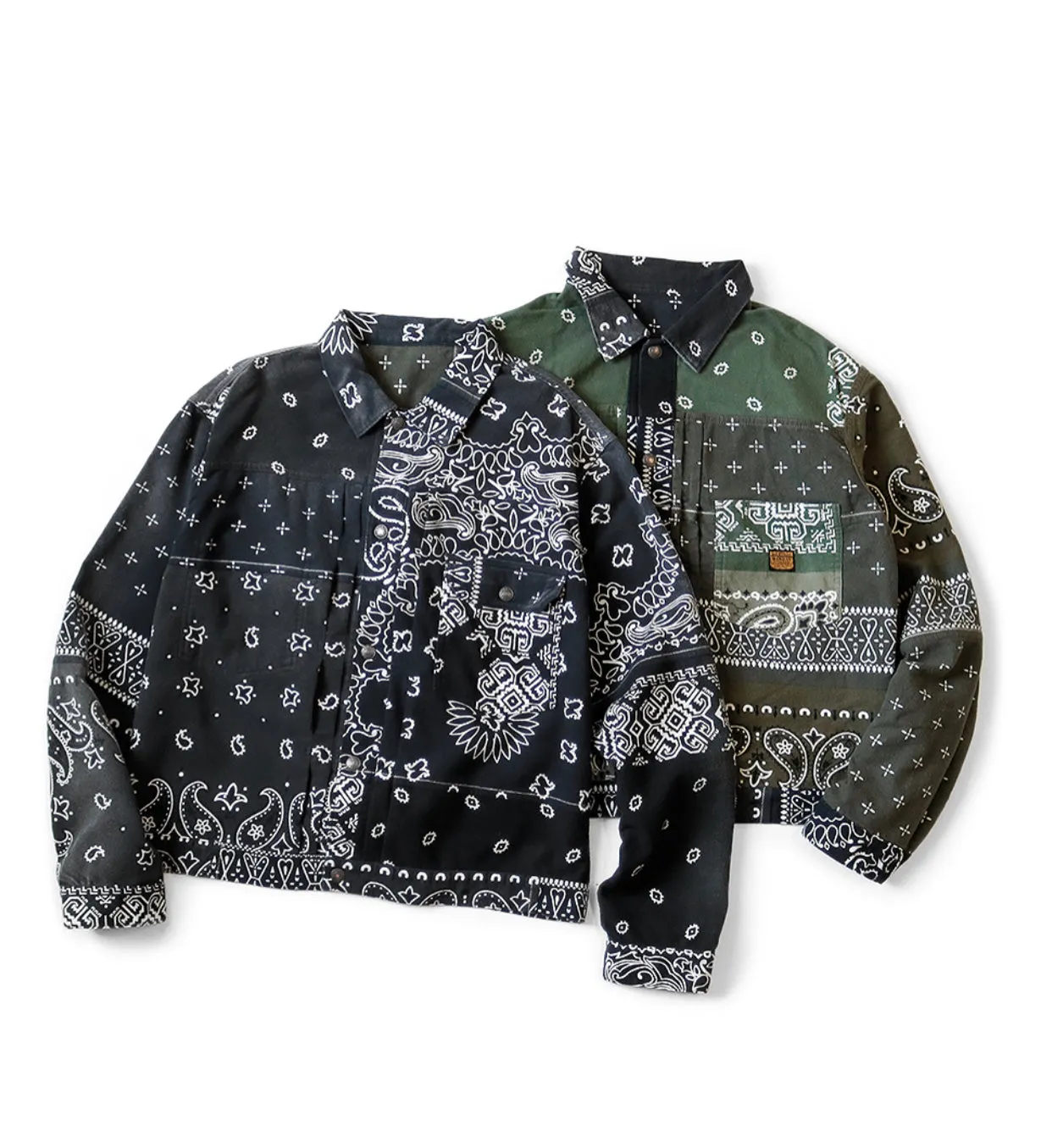 [L~XL] DS! Kapital Kountry Reversible Flannel Bandana Pt 1st Jacket Black Khaki