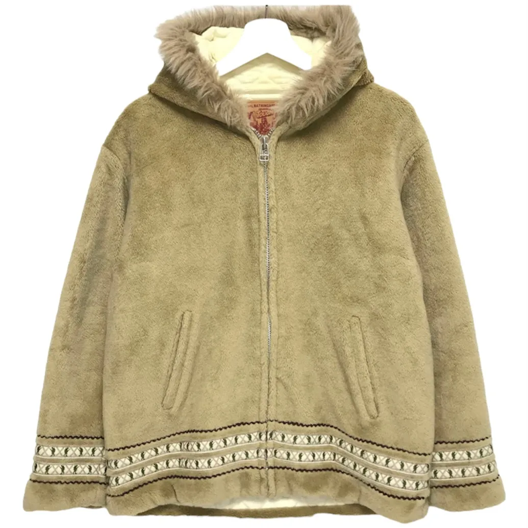 [M] A Bathing Ape Bape Foot Soldier Fleece Eskimo Jacket Beige