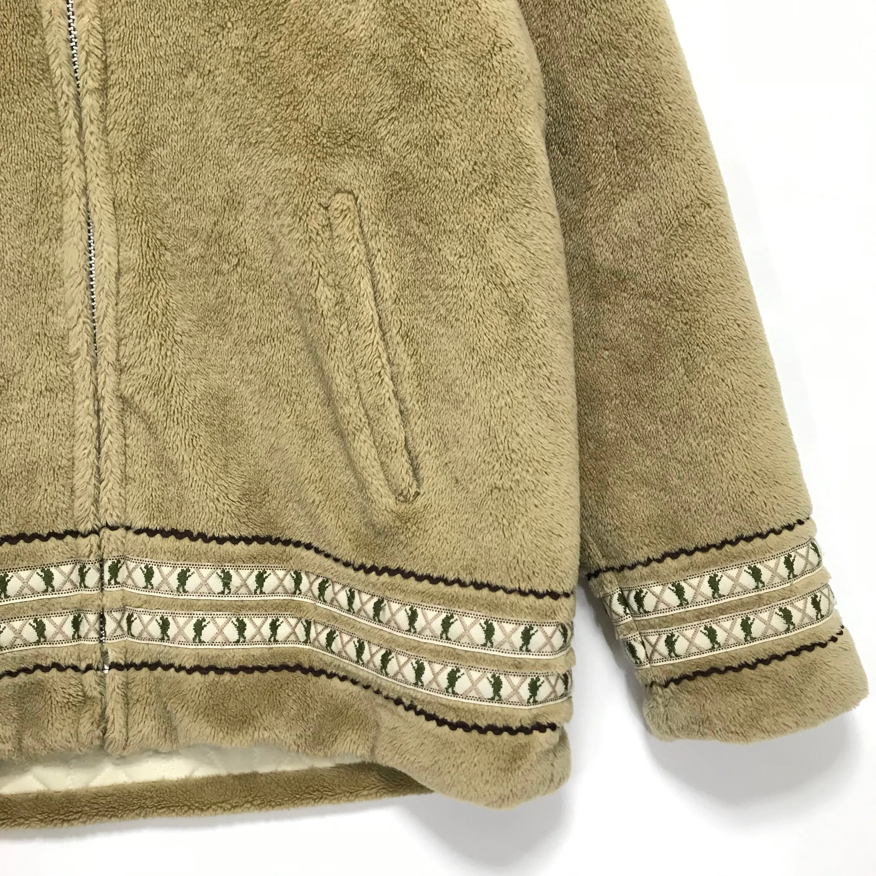 [M] A Bathing Ape Bape Foot Soldier Fleece Eskimo Jacket Beige