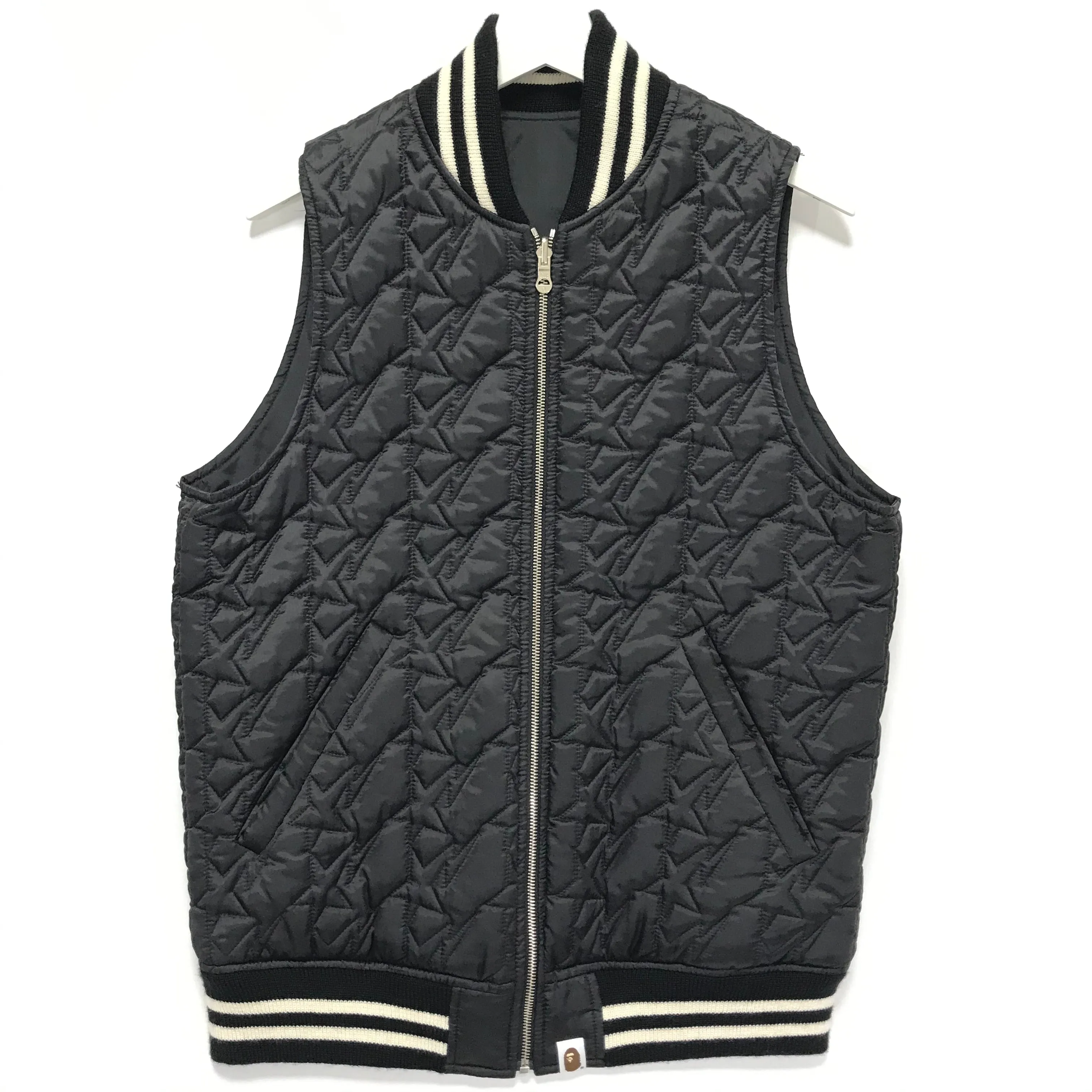 [M] A Bathing Ape Bape Sta Quilted Reversible Vest Black