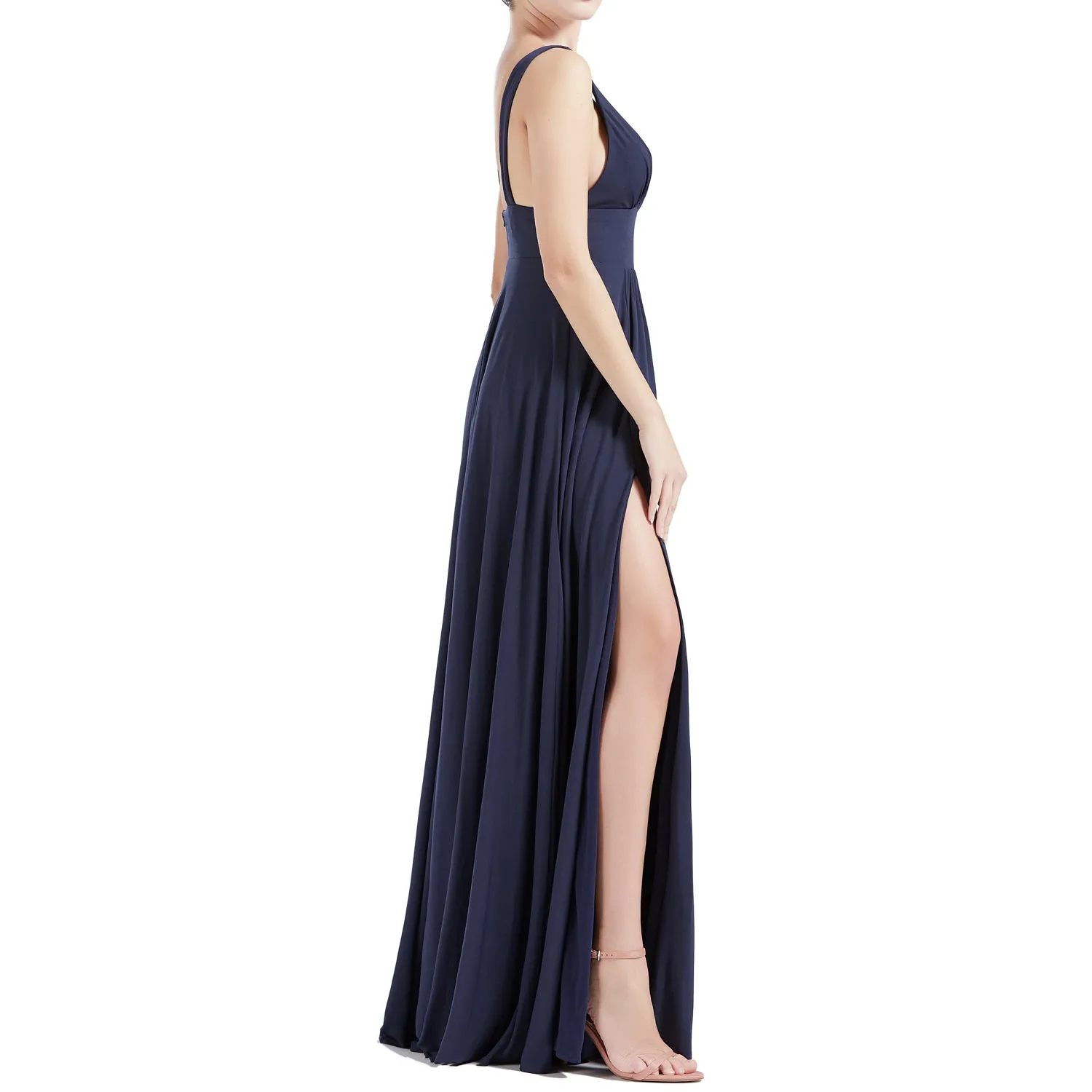 MACloth Women V Neck Stretchy Jersey Maxi Wedding Party Bridesmaid Dresses Prom Gown