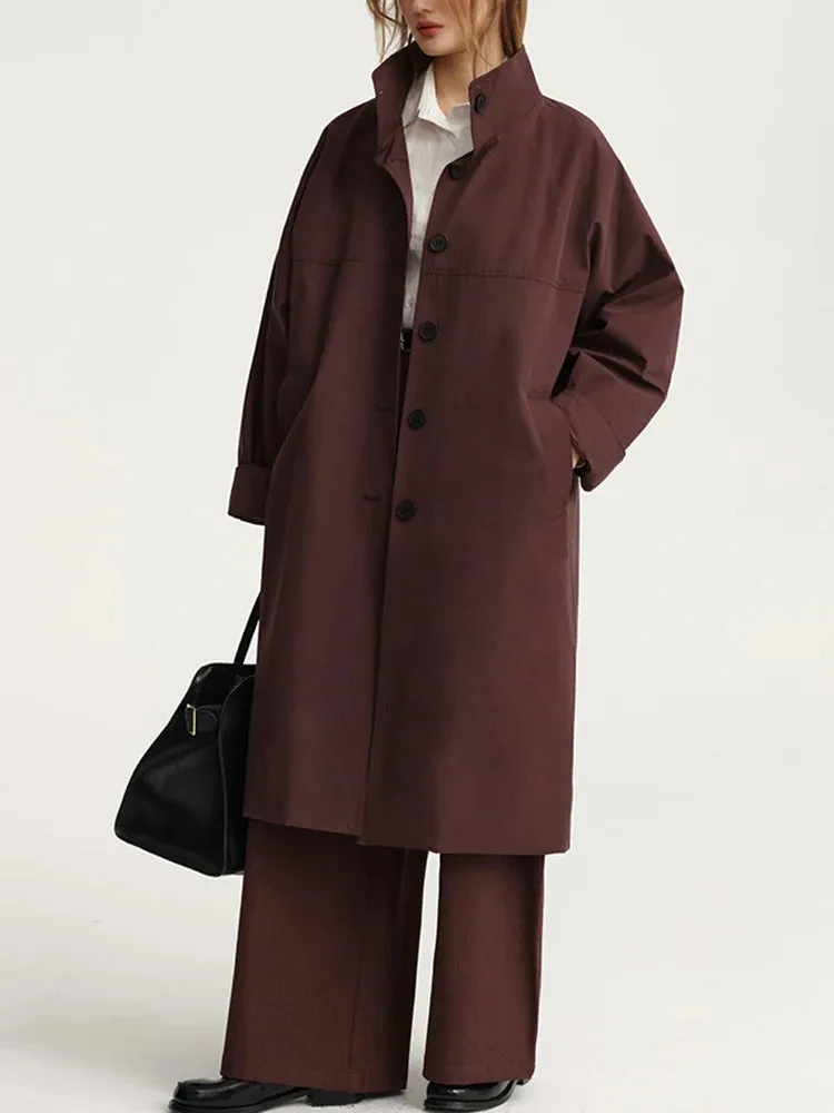 MADELIN – Women’s Solid Casual Trench Coat