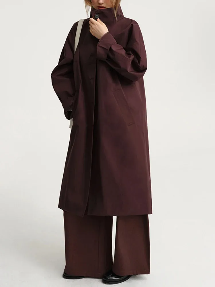 MADELIN – Women’s Solid Casual Trench Coat