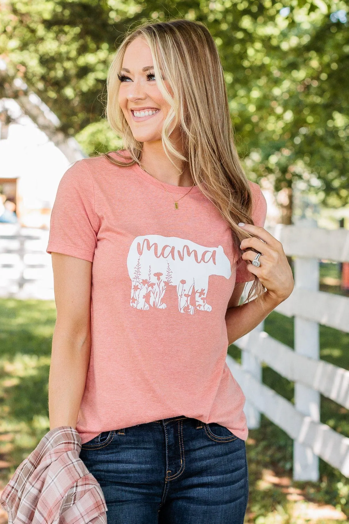 Magical "Mama" Bear Graphic Tee- Peach