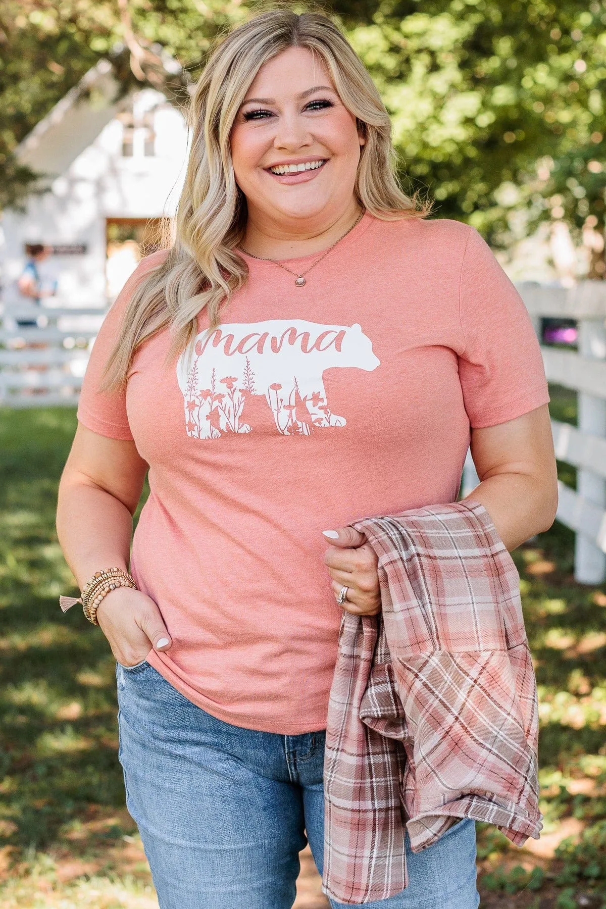 Magical "Mama" Bear Graphic Tee- Peach