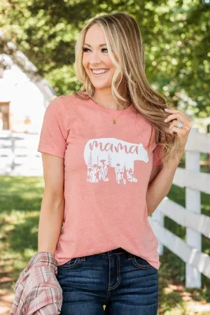 Magical "Mama" Bear Graphic Tee- Peach