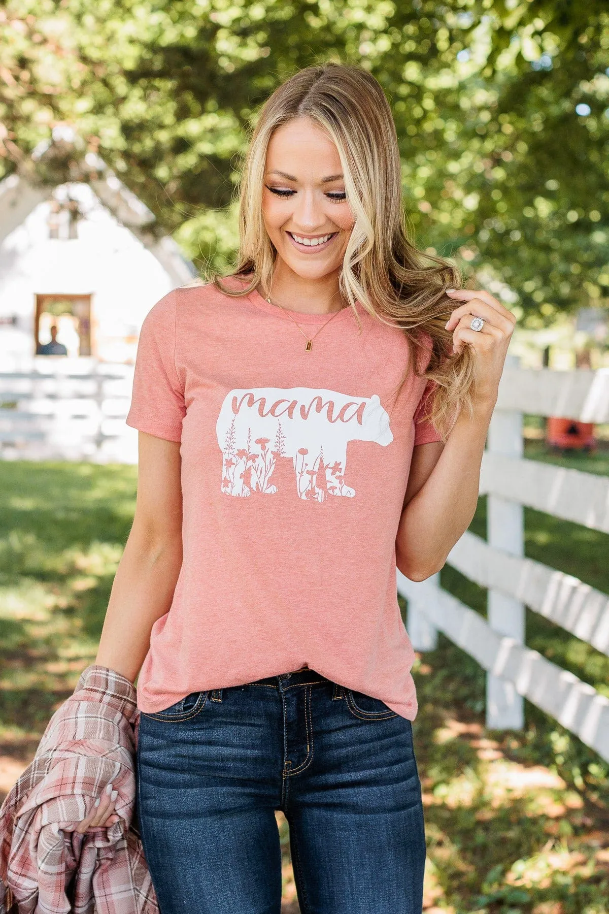 Magical "Mama" Bear Graphic Tee- Peach