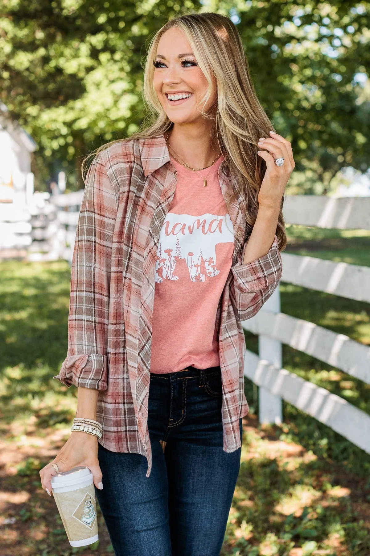 Magical "Mama" Bear Graphic Tee- Peach