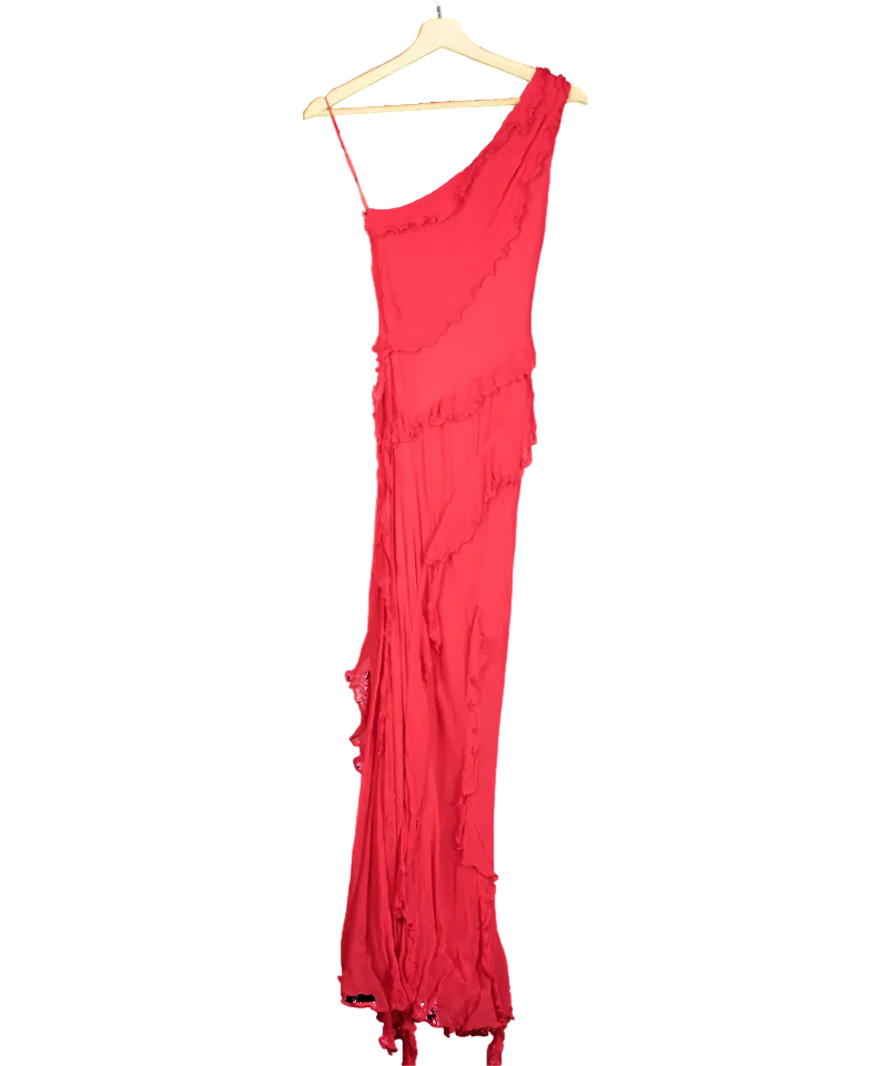 MANGO Red Kahlo Ruffle Maxi Dress UK XS