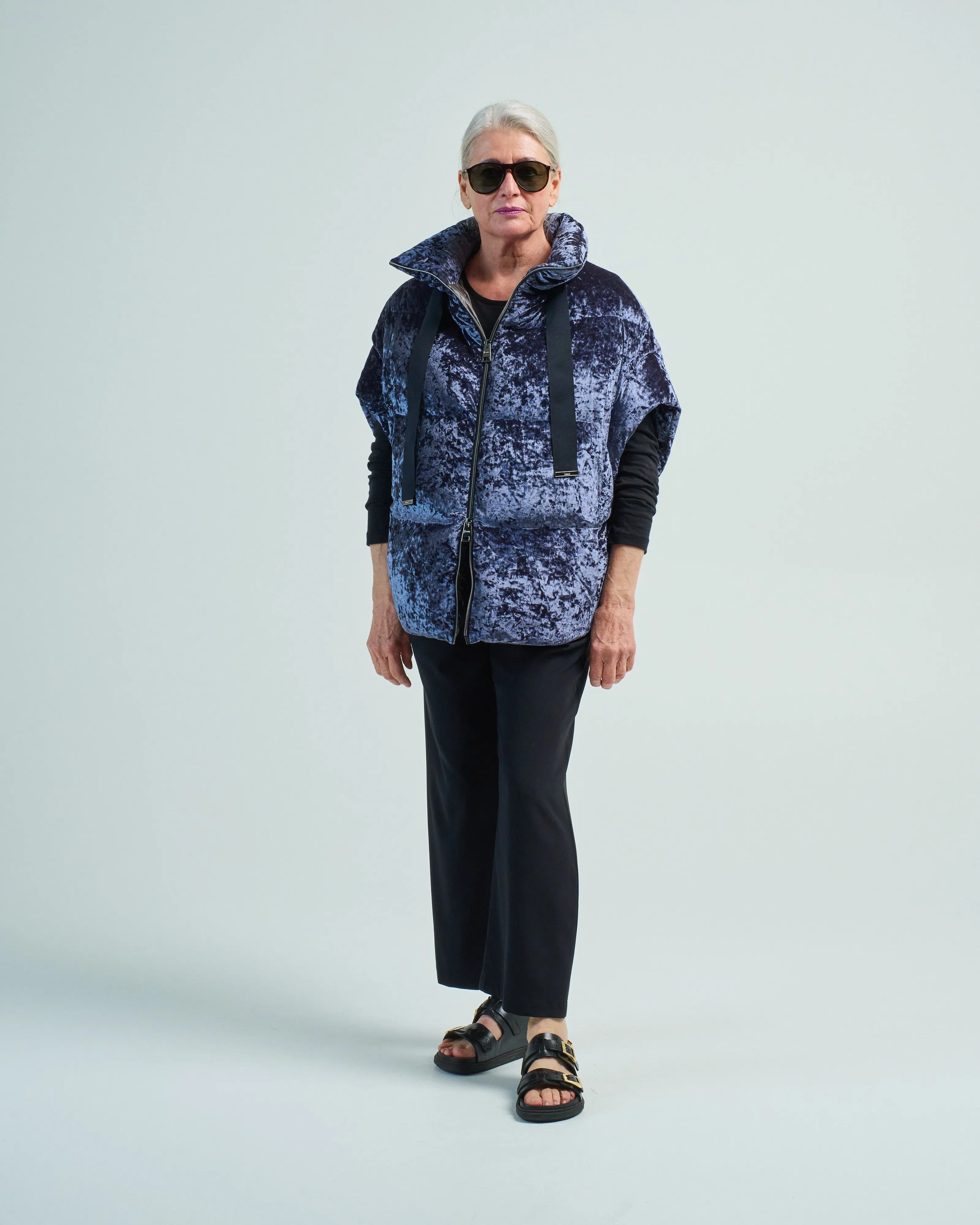 marbled velvet quilted vest