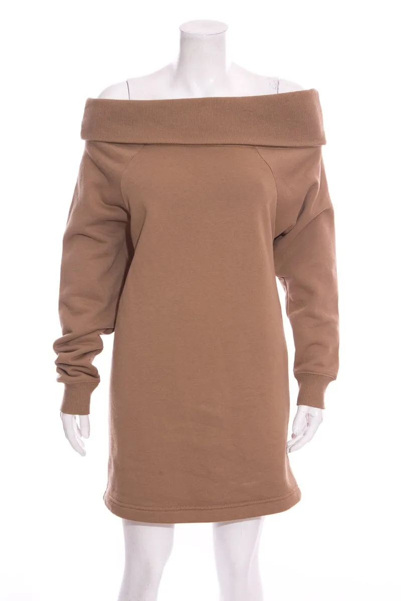Marissa Webb Tan Off Shoulder Sweater Dress SZ S