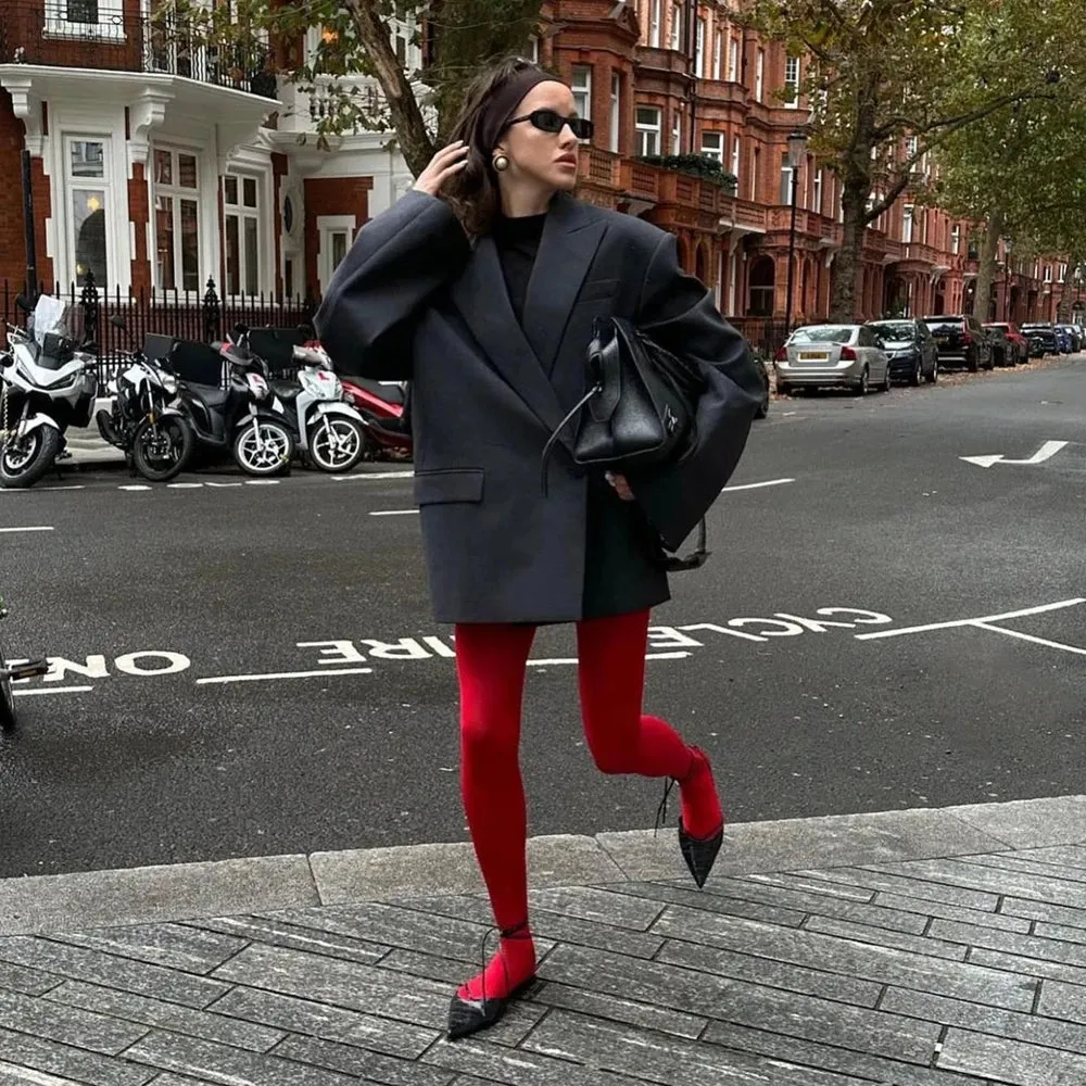Matte Red Velvet Tights