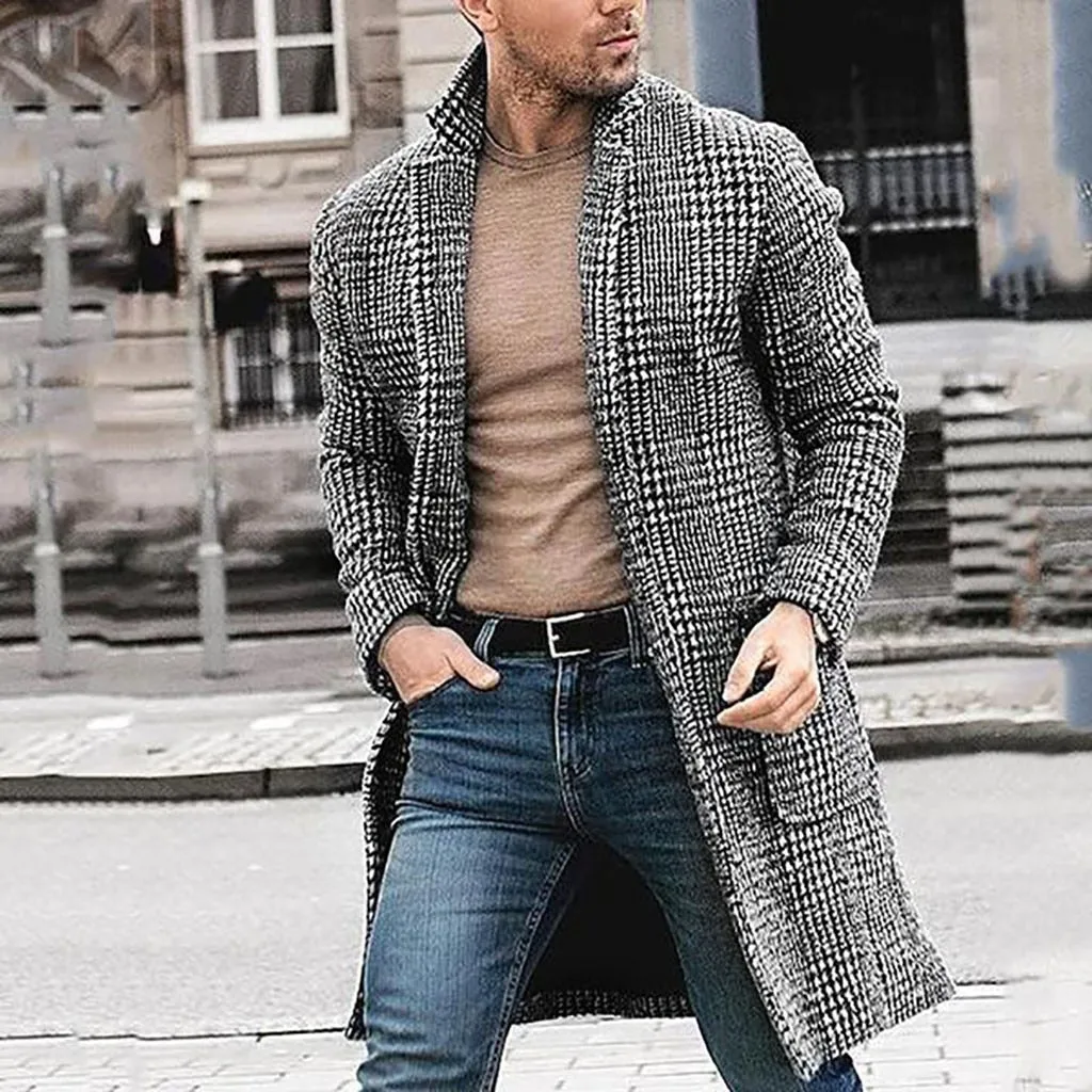 Men's Houndstooth Gentleman's Jacket Up To 3XL