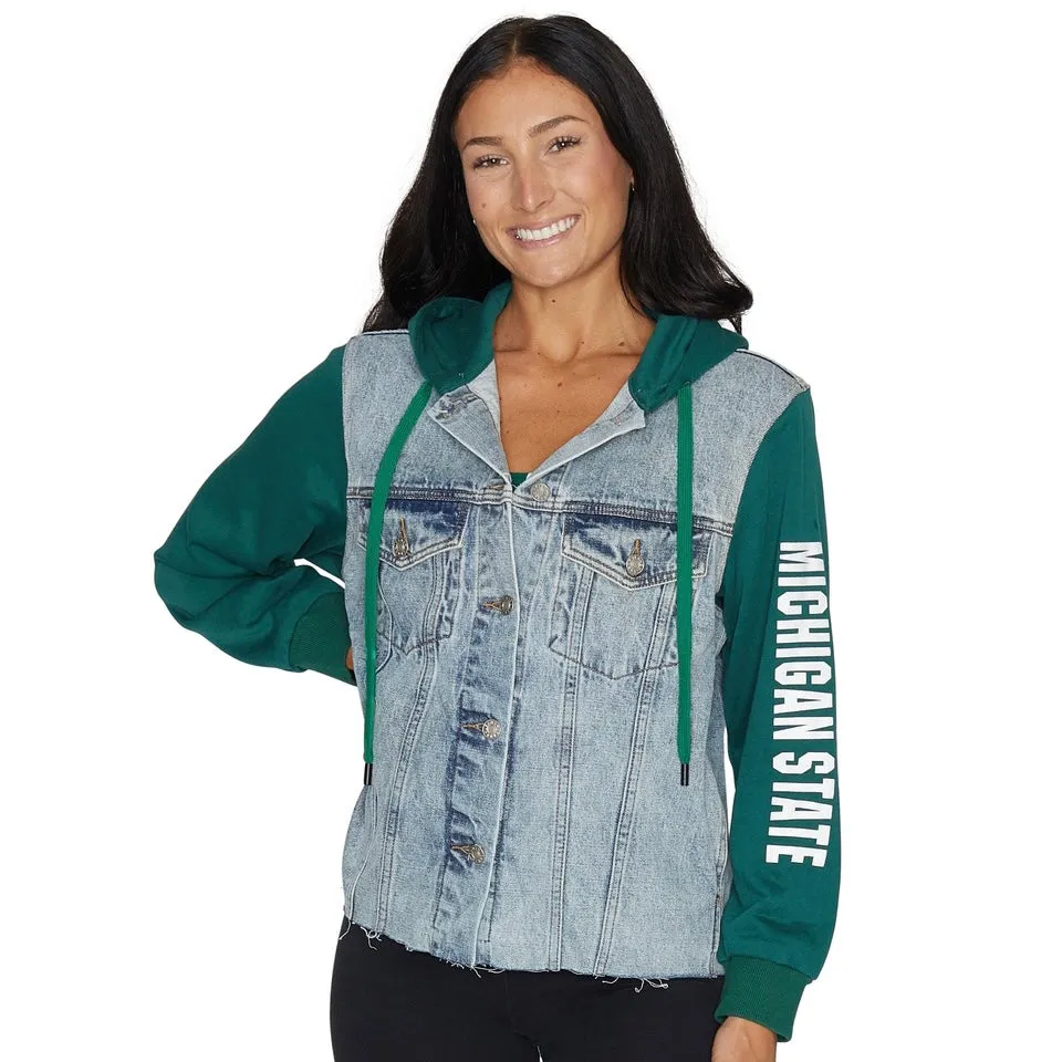 Michigan State Fleece Denim Jacket