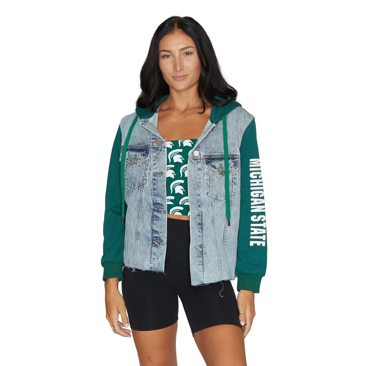 Michigan State Fleece Denim Jacket