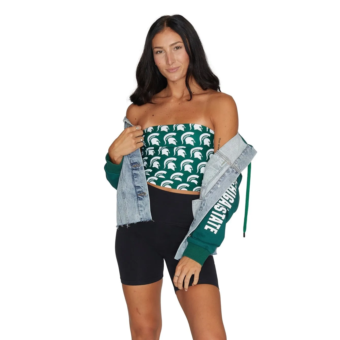 Michigan State Fleece Denim Jacket
