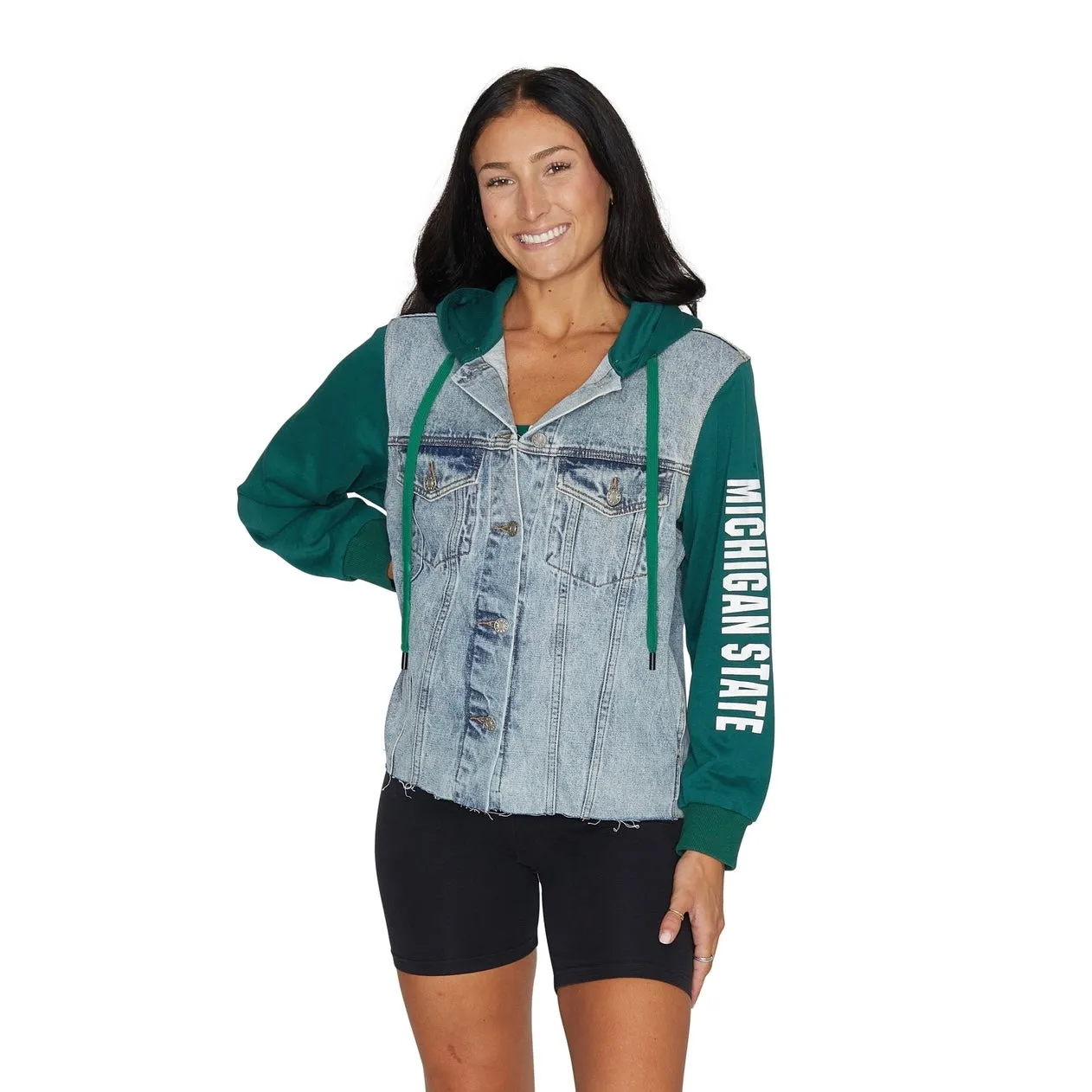 Michigan State Fleece Denim Jacket