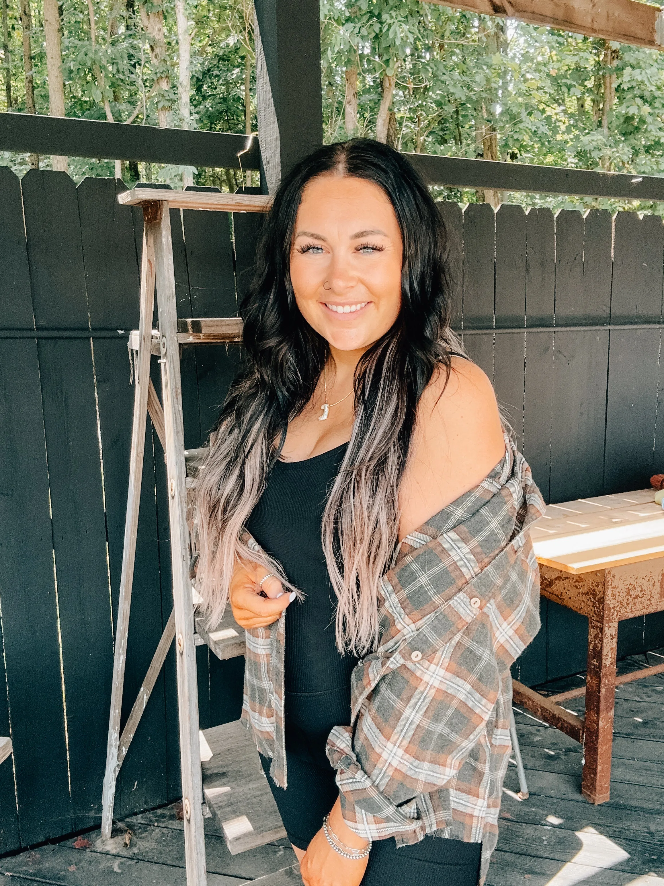 Mineral Wash Oversized Plaid Shirt