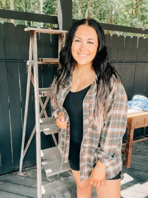 Mineral Wash Oversized Plaid Shirt