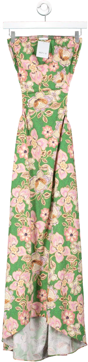 MISA Los Angeles Green Eleven Cut Out Maxi Dress UK 6