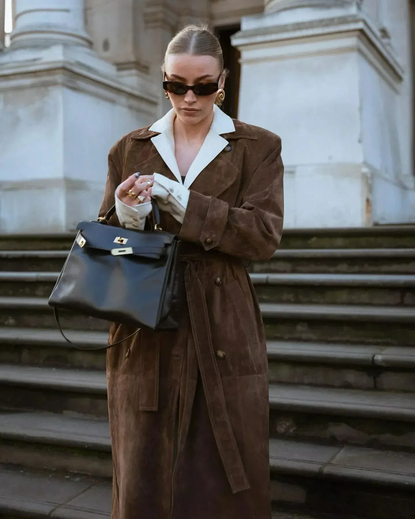 Mocha Longline Suede Trench