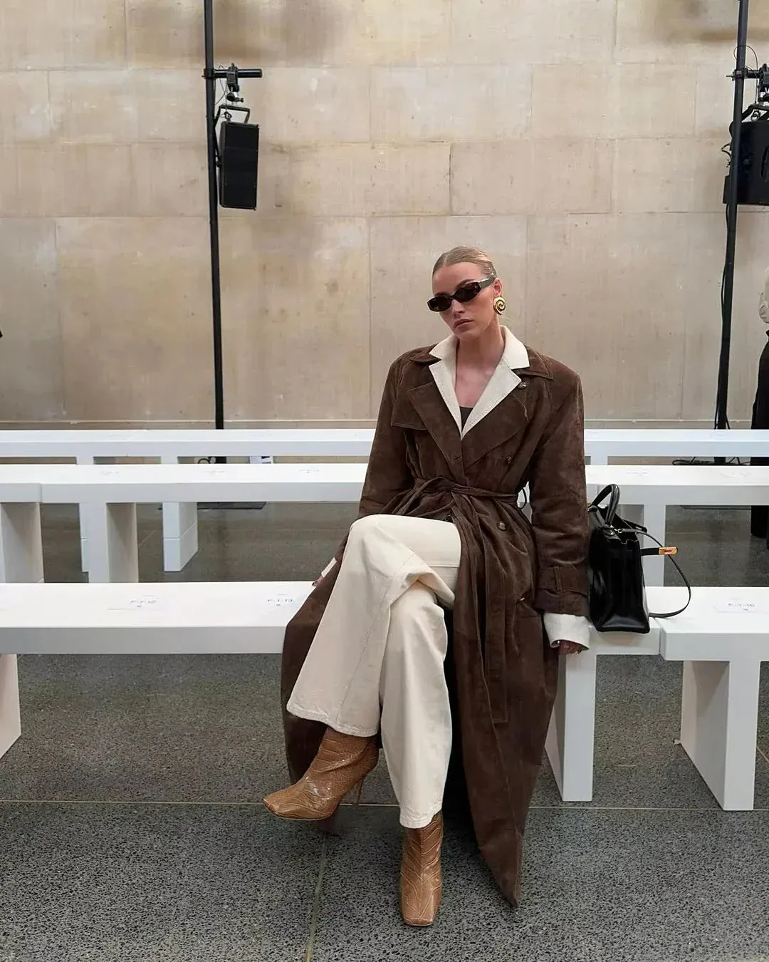 Mocha Longline Suede Trench