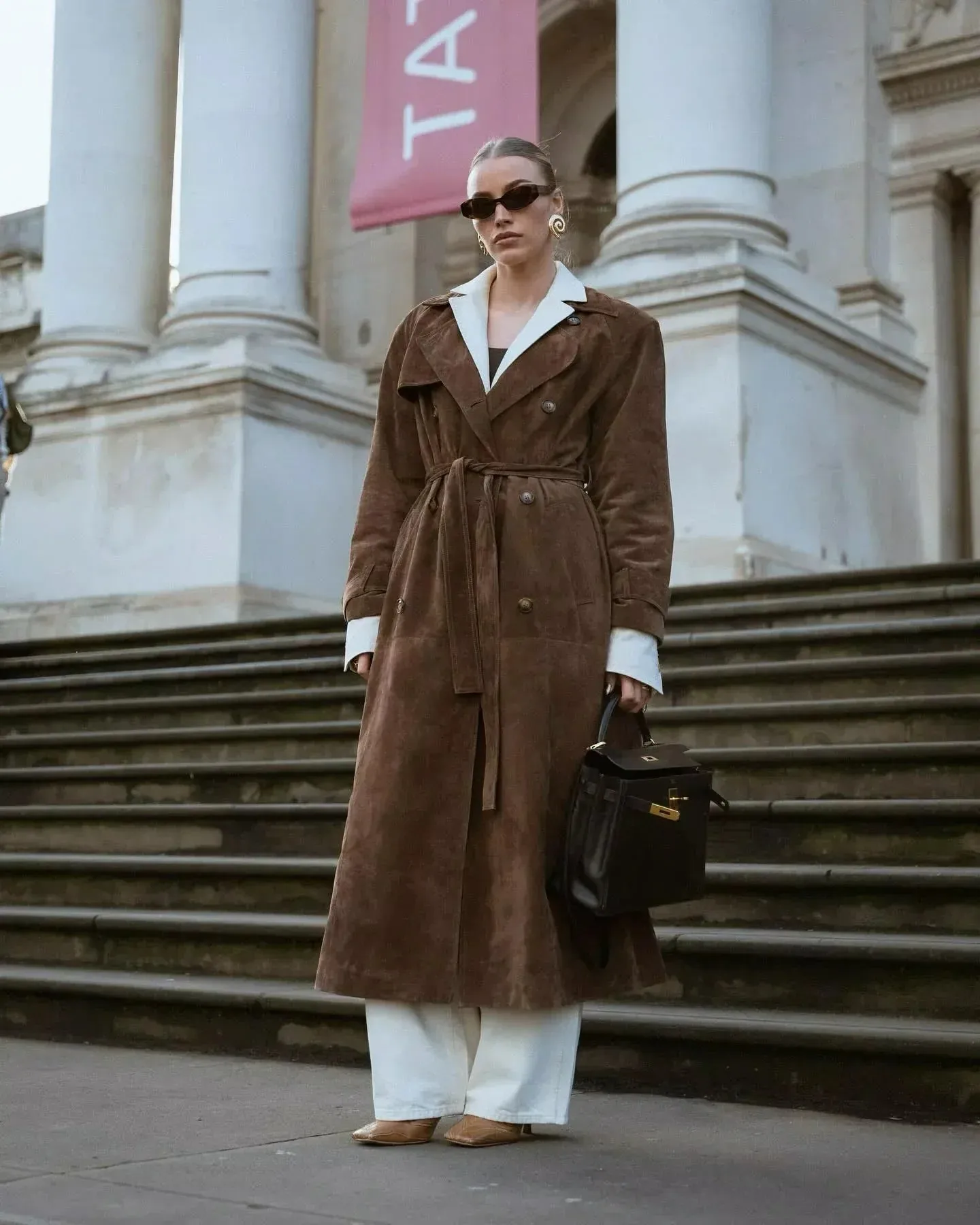 Mocha Longline Suede Trench