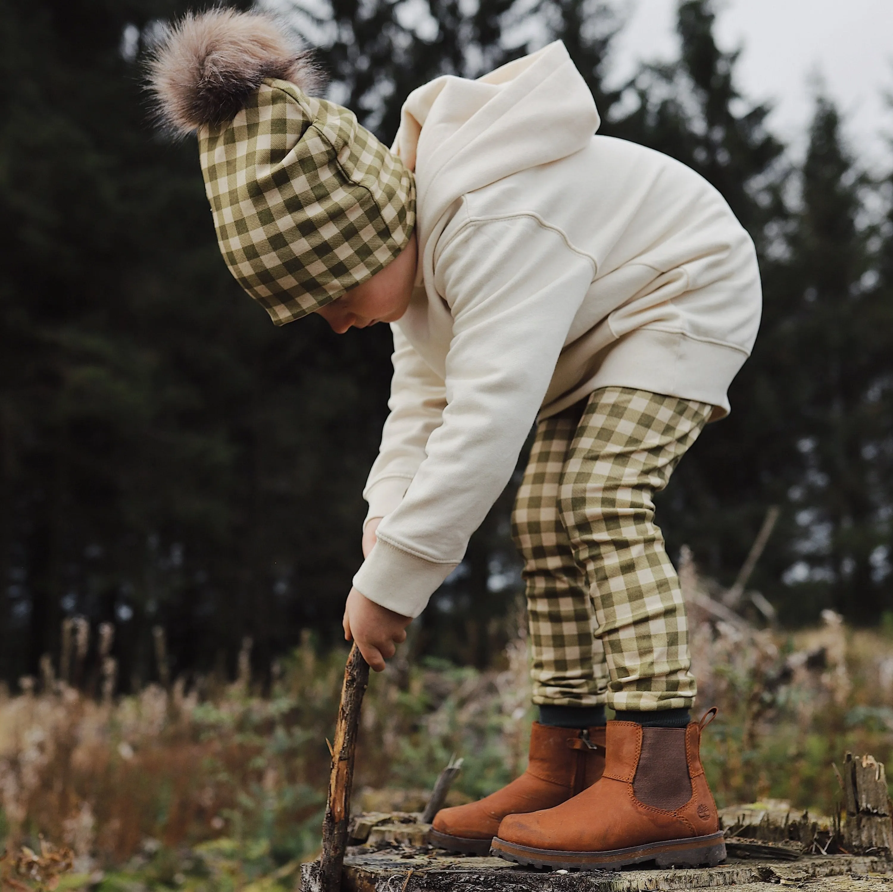 Moss Check Bobble Hat