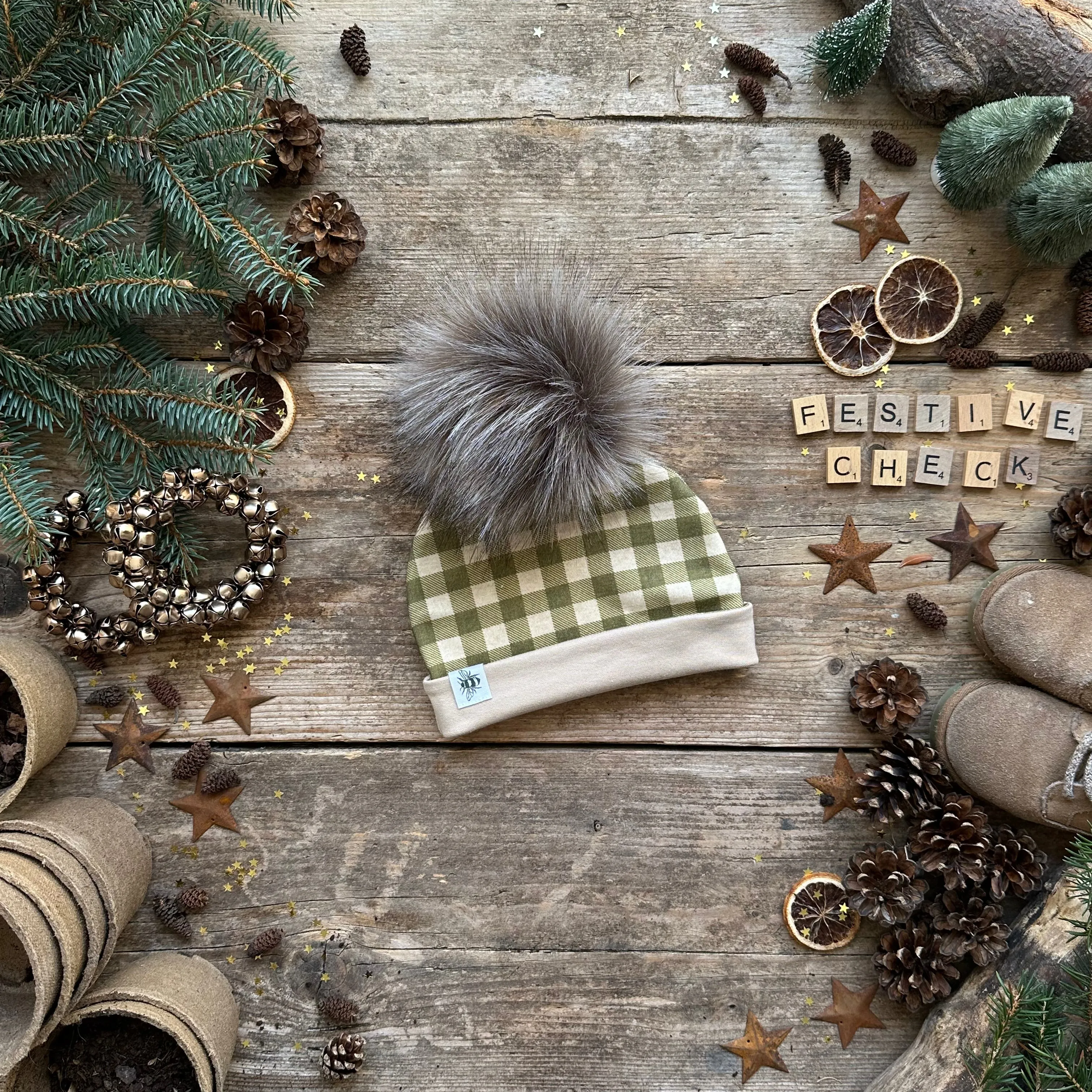 Moss Check Bobble Hat