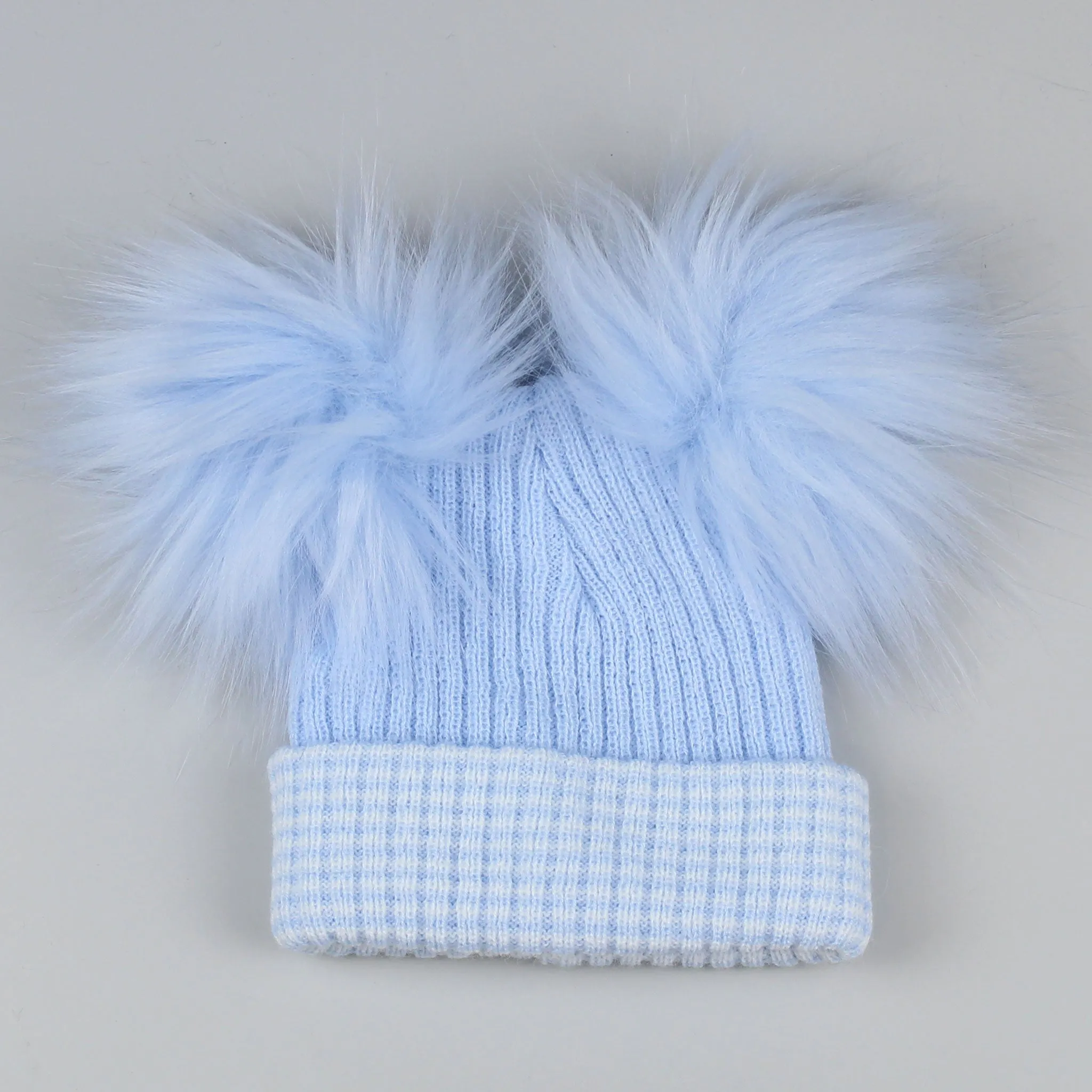 Newborn Pom Hat - Double Pom - Blue First Size