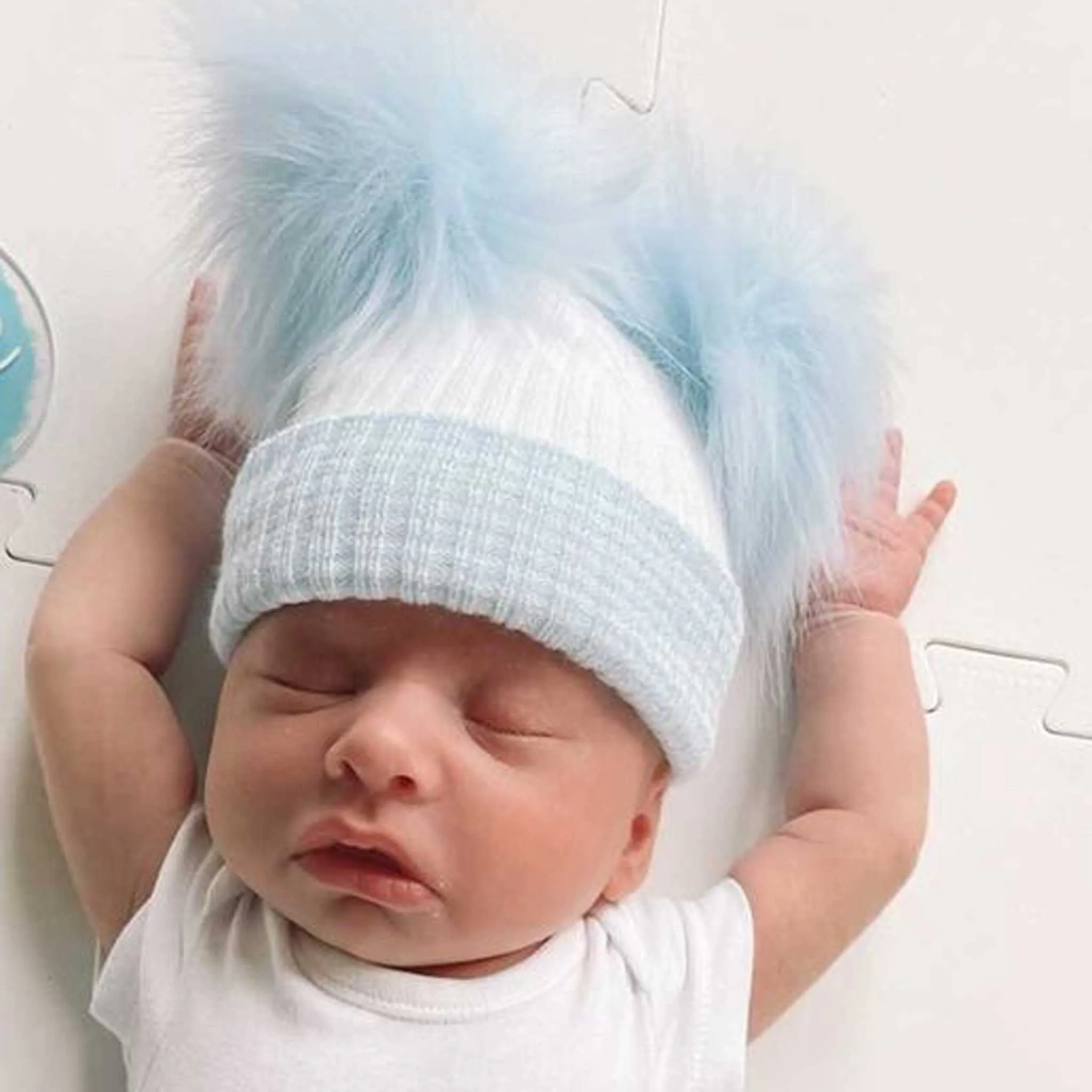 Newborn Pom Hat - Double Pom - First Size Baby Hat