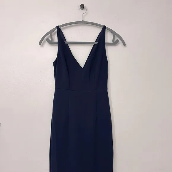 NWOT Lulus Melora Navy Blue V neck A line Sleeveless Maxi Dress