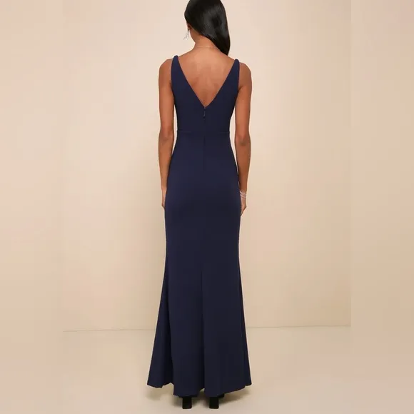 NWOT Lulus Melora Navy Blue V neck A line Sleeveless Maxi Dress