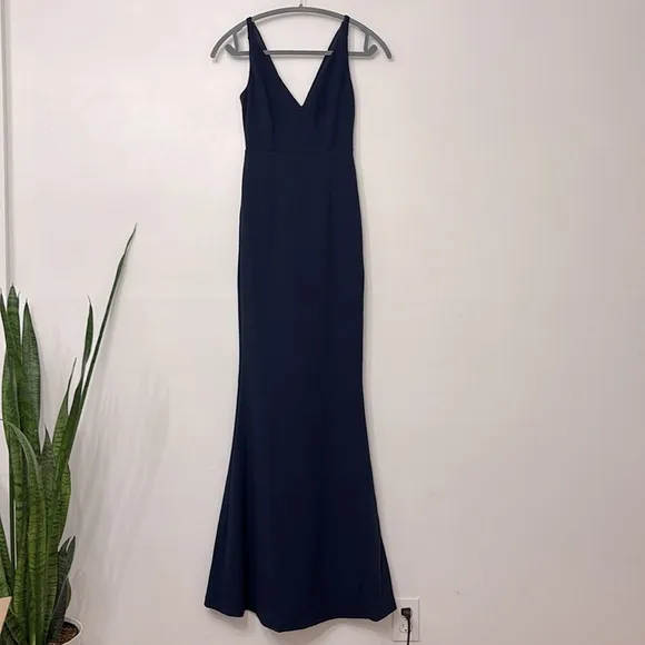 NWOT Lulus Melora Navy Blue V neck A line Sleeveless Maxi Dress