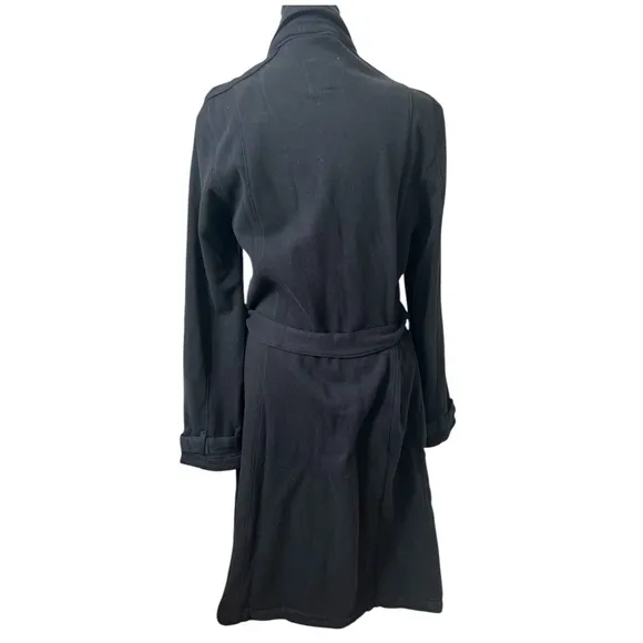 NWT-Chaser Black Long Trench Coat with Wide Lapels and Belt, zipper pockets