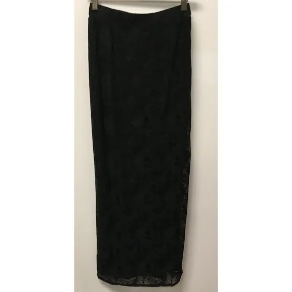 NWT LF Pippa Lynn Black Lace Stretch Maxi Skirt
