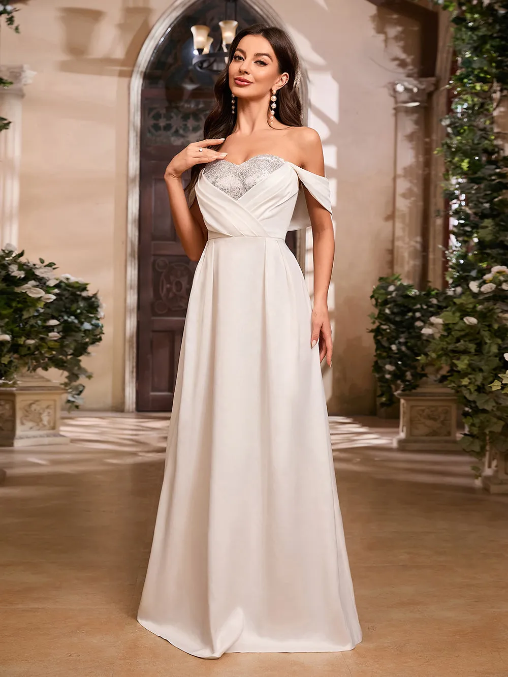 Off Shoulder Sleeveless Elegant Maxi Bodycon Dress HB00391