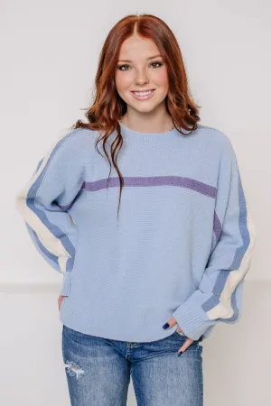 On The Line Sweater Top | Powder Blue