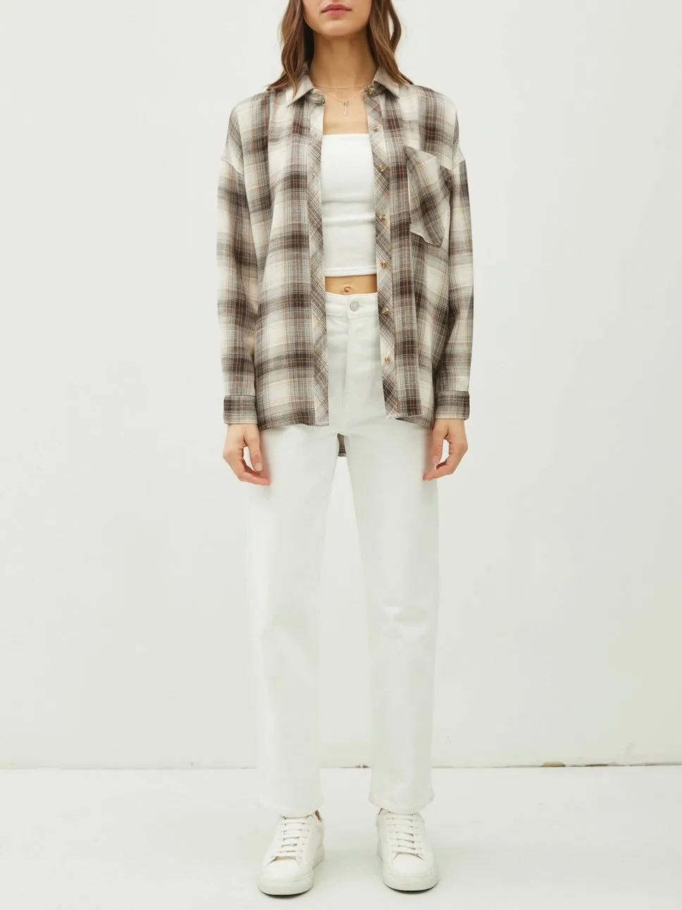 Oversize Flannel Buttondown - Charcoal FINAL SALE