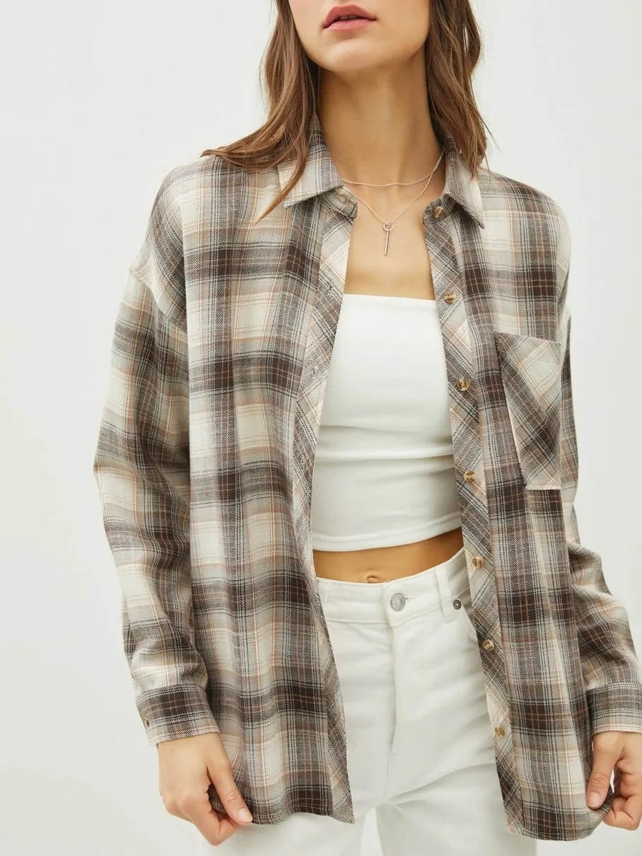 Oversize Flannel Buttondown - Charcoal FINAL SALE
