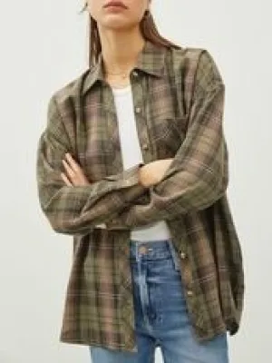 Oversize Flannel Buttondown - Khaki