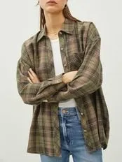Oversize Flannel Buttondown - Khaki