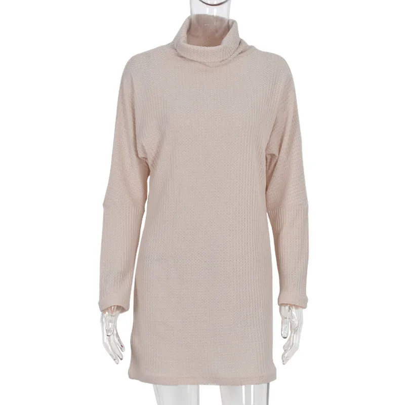 Oversize High Heap Collar Knit Mini Dresses