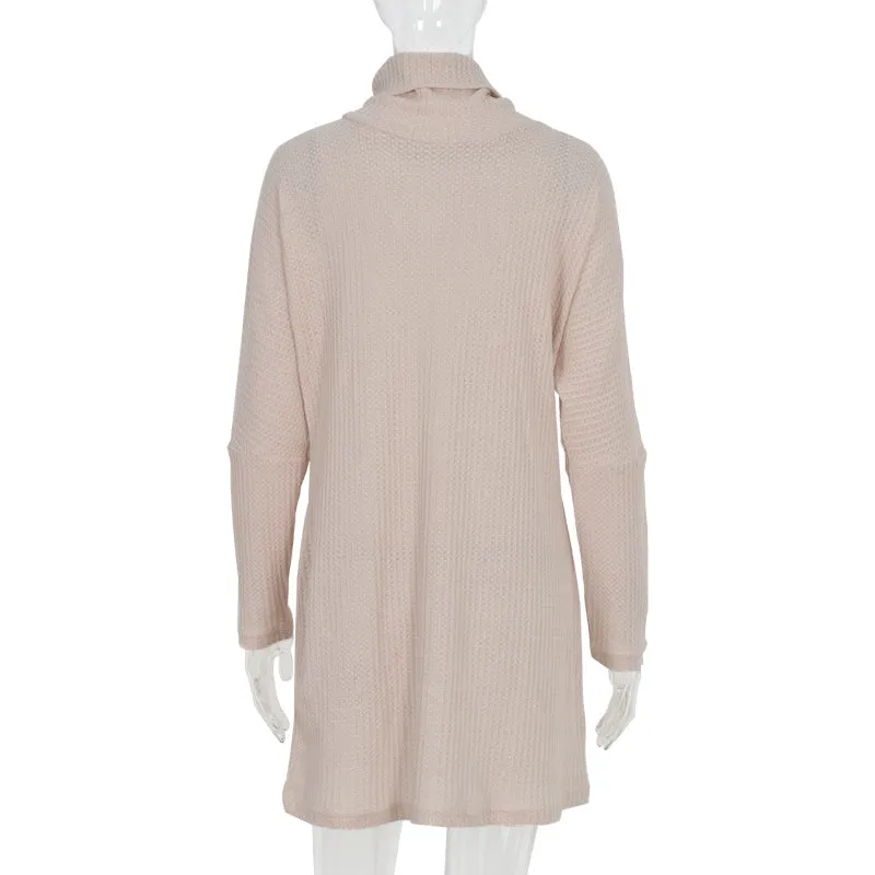 Oversize High Heap Collar Knit Mini Dresses