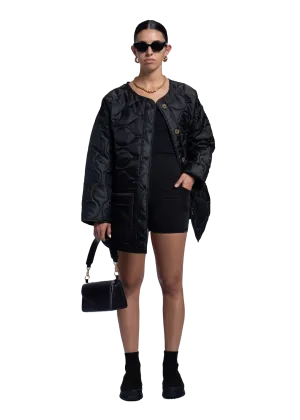 Oversized Quilted Coat Black