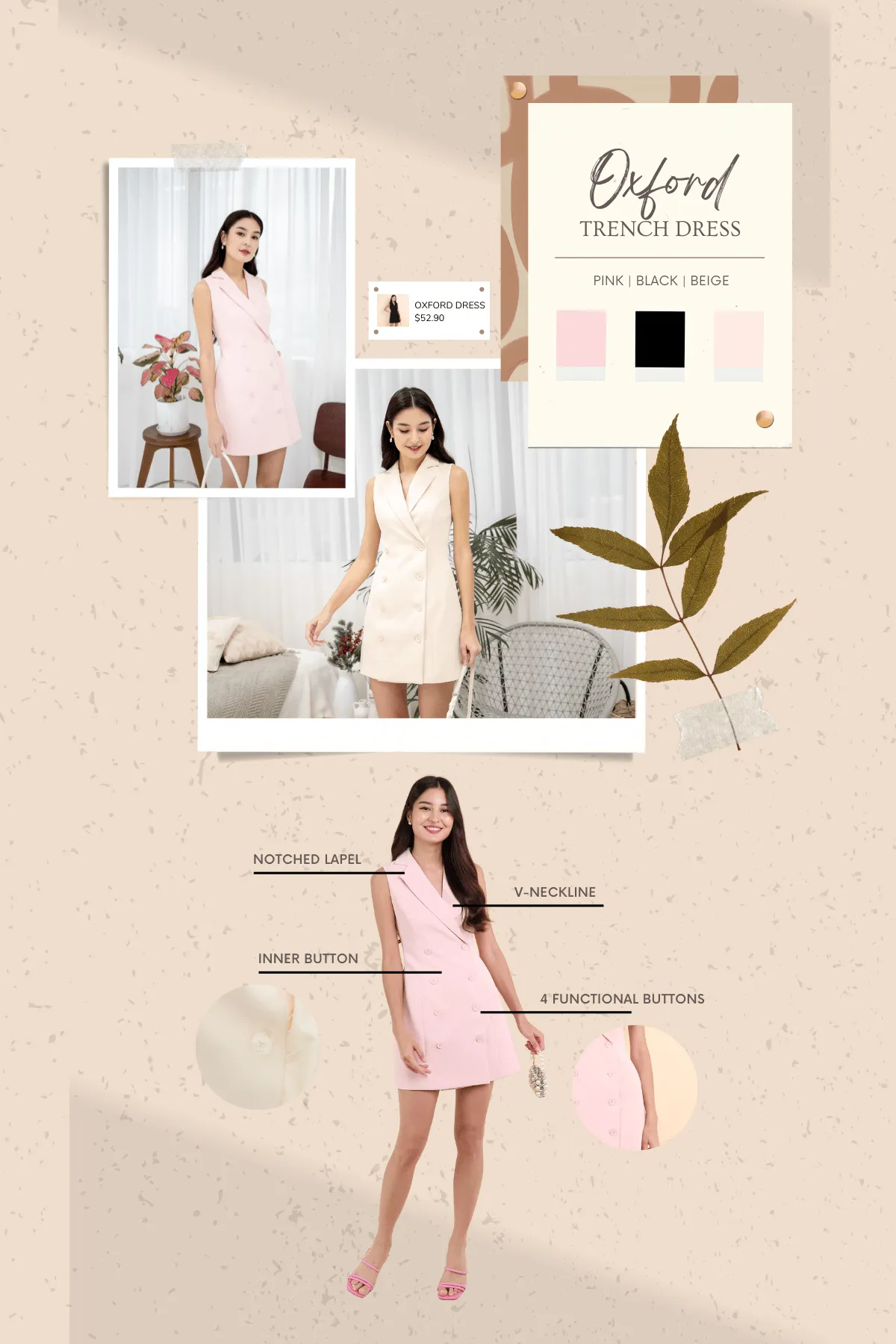 OXFORD TRENCH DRESS IN BEIGE