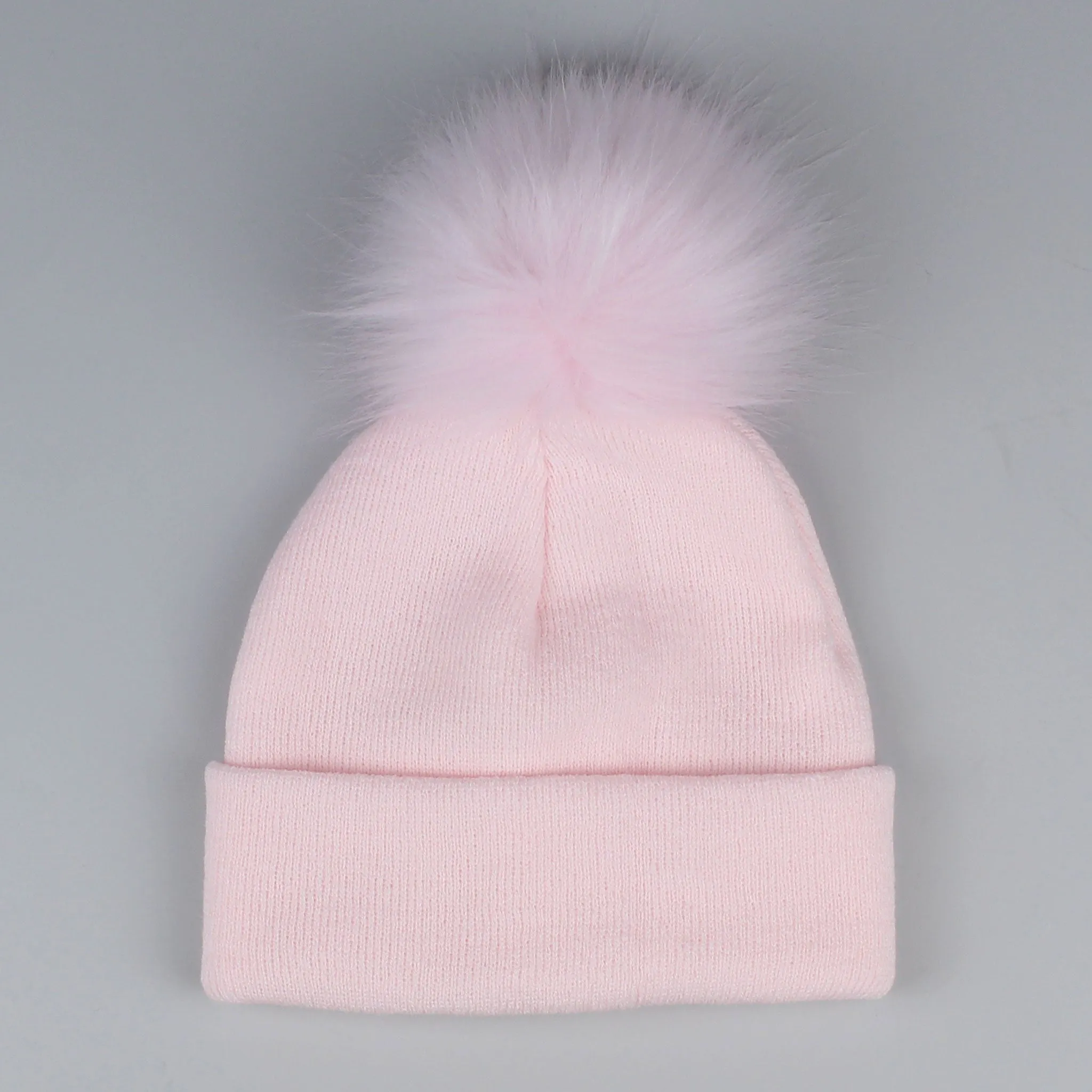 Pastel Pink Pom Hat - 2 to 6 years