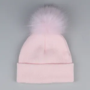 Pastel Pink Pom Hat - 2 to 6 years